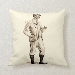 Coussin Golfeur vintage avec tuyau et bottes de tabac