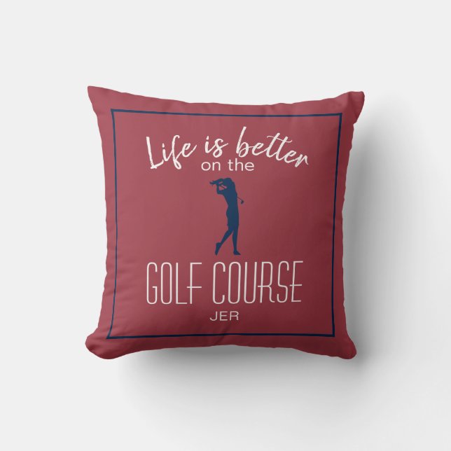 Coussin Golfeuse Citation de parcours de golf Monogrammé R (Recto)