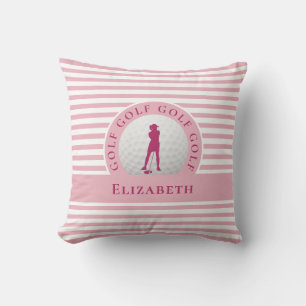 Coussin Golfeuse Monogramme Personnalisé Nom Féminin Chic