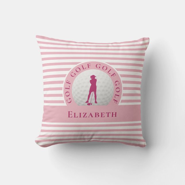 Coussin Golfeuse Monogramme Personnalisé Nom Féminin Chic  (Recto)
