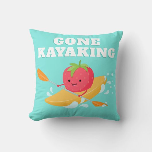 Coussin Gone Kayaking mignonne fraise (Recto)