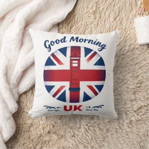 Coussin Good Morning UK - Union Jack & London Téléphone Bo
