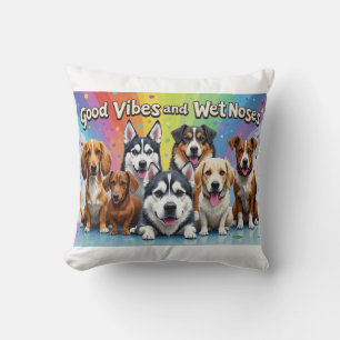 Coussin Good Vibes et nez mouillé Jouer des doodles