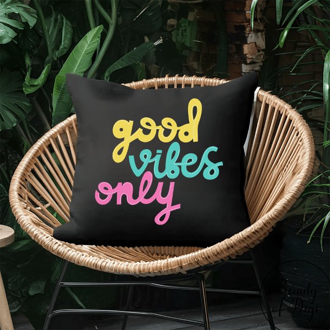 Coussin Good Vibes uniquement | Positivité Super couleur n (Créateur téléchargé)