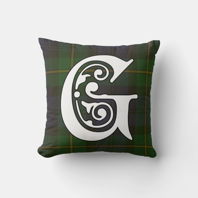Coussin Gordon Clan Tartan Monogramme (Recto)