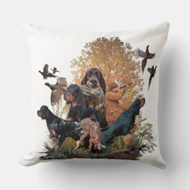 Coussin Gordon Setter, saison de chasse (Recto)