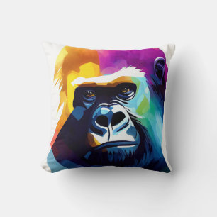 Coussin Gorilla Ape Nature Sauvage Animal Couleur Art Pein