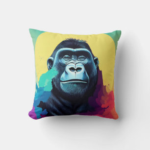 Coussin Gorilla Ape Nature Sauvage Animal Couleur Art Pein