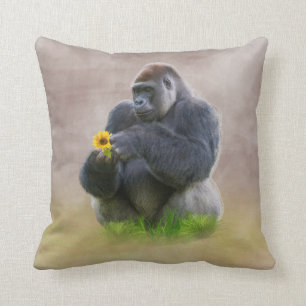 Coussin Gorille et marguerite jaune
