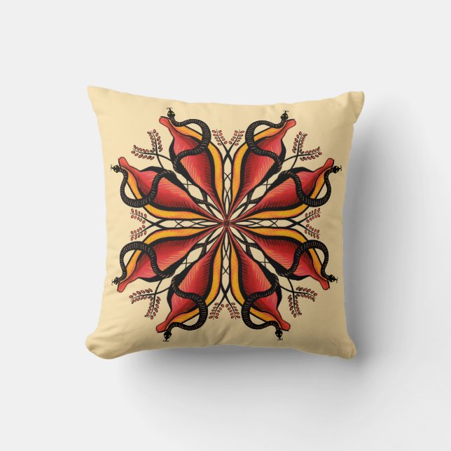 Coussin Goth Snakes Flower Tattoo Style (Recto)