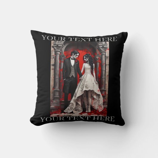Coussin Goth Wedding Couple Quitter l'Eglise (Recto)