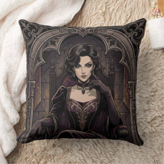 Coussin Gothic Dark Queen Vampire Royalty Fantasy Portrait