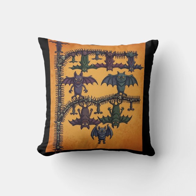 Coussin Gothic Interlocking Bats Halloween Tote Bag (Recto)