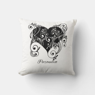 Coussin Gothique Coeur Noir Tatouage Art Design Personnali