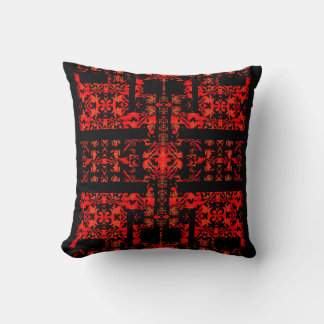 Coussin Gothique cramoisi – Géométrique ornemental noir et
