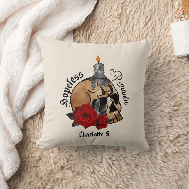 Coussin Gothique Crâne sans espoir romantique (Couverture)