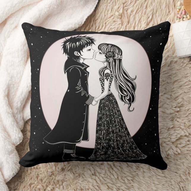 Coussin Gothique Emo Enfants Kiss Valentine's Day (Couverture)