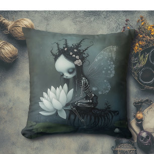 Coussin Gothique Imaginaire foncé Fée Squelette Halloween 