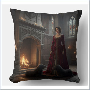Coussin Gothique Médiévale Demoiselle Dans Château avec Ch