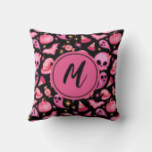 Coussin Gothique Noir Halloween Fantôme Monogramme Décor (Verso)