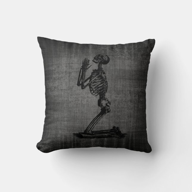 Coussin gothique squelettique attaquant foncé (Recto)