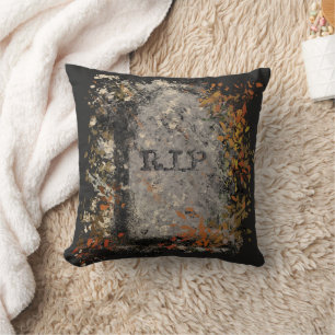 Coussin Gothique Vintage R.I.P. Headstone Et Feuilles Auto