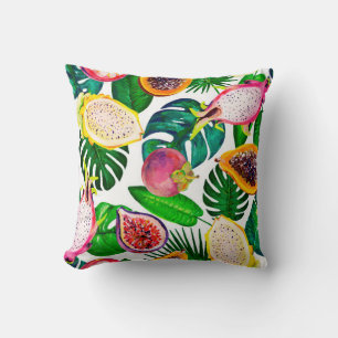 Coussin Gouache motif sans faille avec feuilles tropicaux