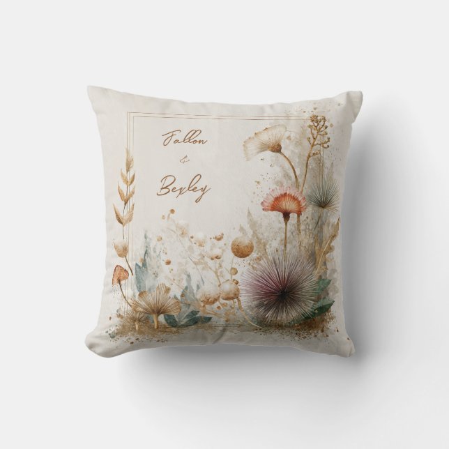 Coussin Gousses de graines botaniques texturées artistique (Recto)