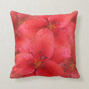 Coussin Gouttes de pluie rouges de photo de jardin de lis