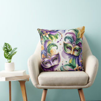 COUSSIN GOUTTES ET MASQUES A L'AQUARELLE VIOLET VERT JAUNE