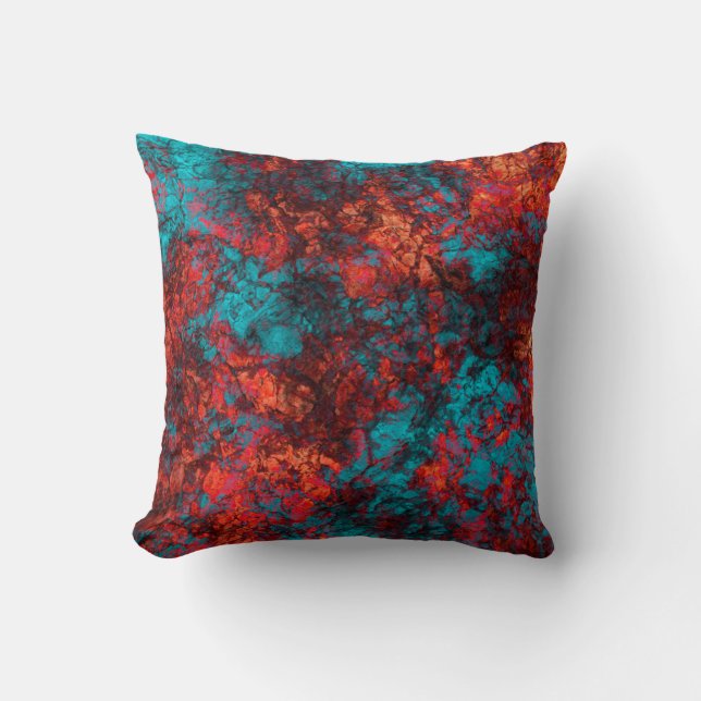 Coussin Gra en marbre daim bleu foncé orange texturé (Recto)