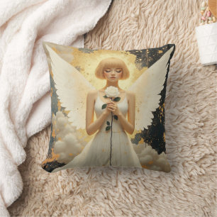 Coussin Grâce Céleste Joli Ange et Rose