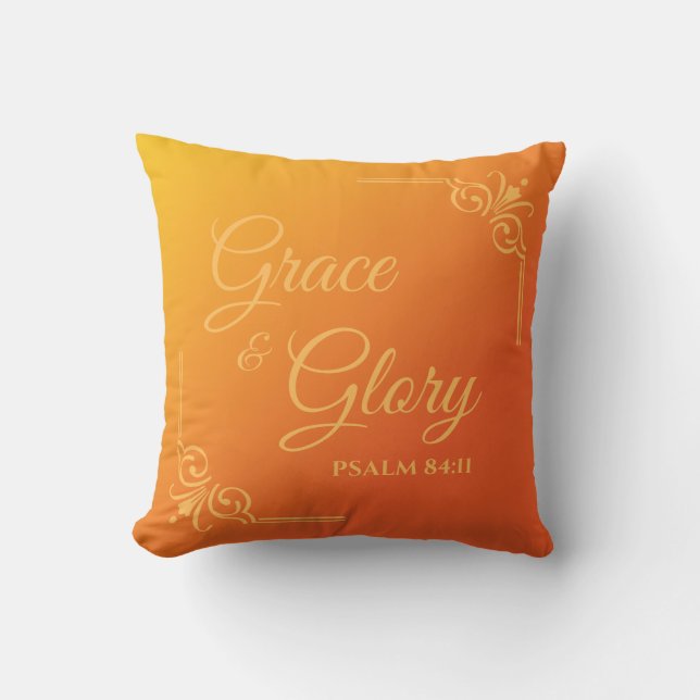 Coussin Grace & Glory Ps 84:11 dans un Sunset Orange (Recto)