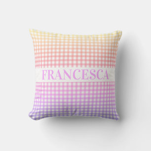 Coussin Gradient arc-en-ciel doux En vichy personnalisé