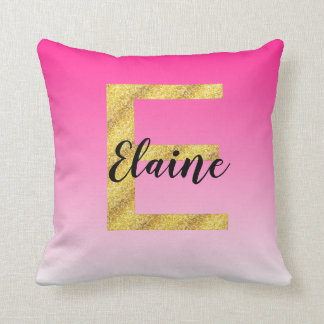 Coussin Gradient rose initial de la lettre E de parties