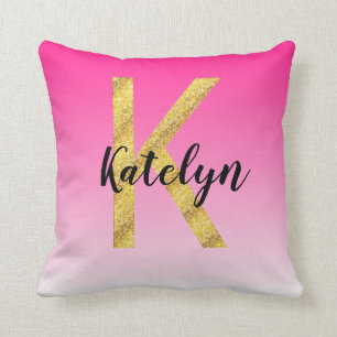 Coussin Gradient rose initial de la lettre K de parties