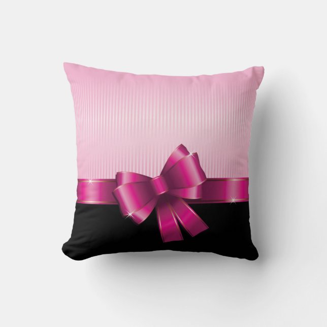 Coussin GRADIENT ROSE Noire personnalisé rayures PINK BOÎT (Recto)