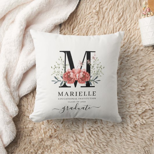 Coussin Graduation florale monogramme (Couverture)
