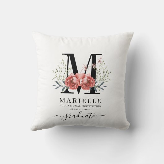 Coussin Graduation florale monogramme (Verso)