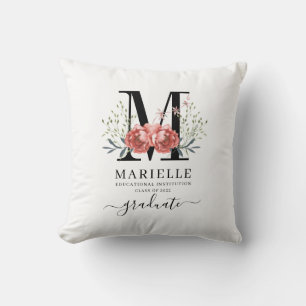 Coussin Graduation florale monogramme