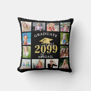 Coussin Graduation moderne Casquette d'or métallique 12 Ph