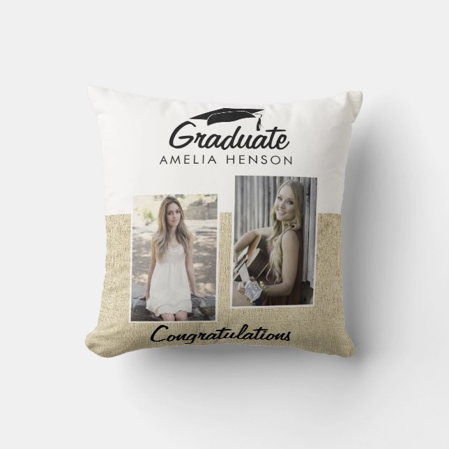 Coussin Graduation Rustique Graduate 2 Photos (Recto)