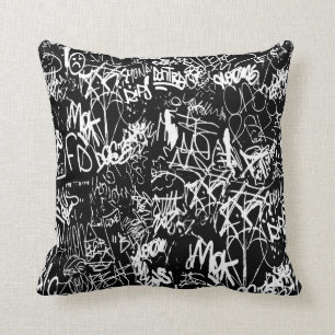 Coussin Graffiti Abstrait Collage Motif d'impression