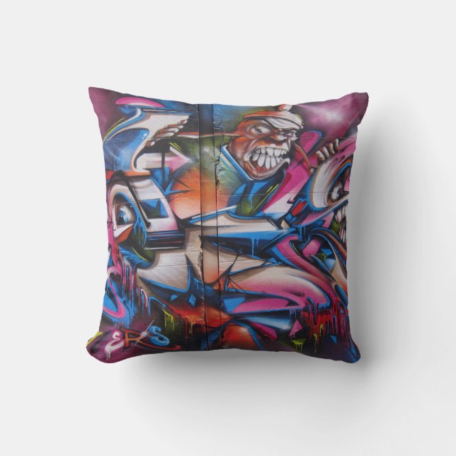 Coussin Graffiti art du Gangster urbain (Recto)