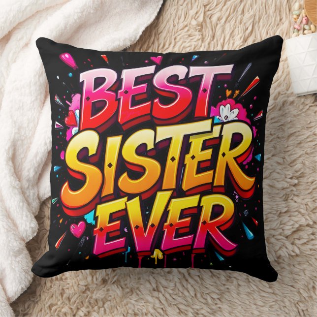 Coussin Graffiti de la meilleure soeur jamais citée (Couverture)