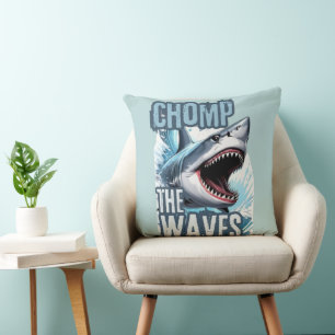 Coussin Graffiti de requin bleu et noir