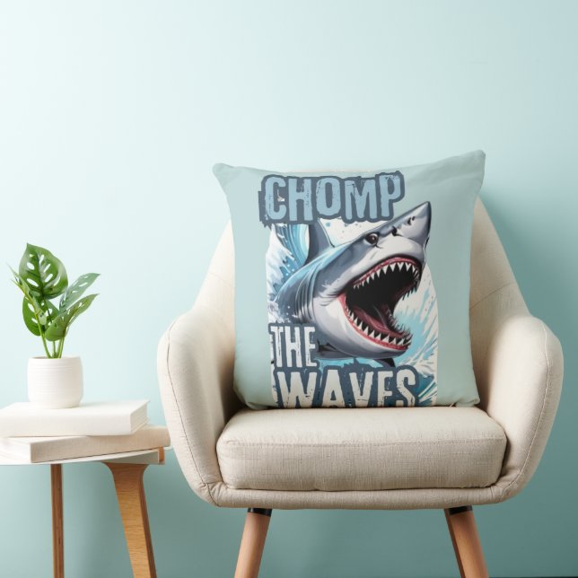 Coussin Graffiti de requin bleu et noir (Chaise)