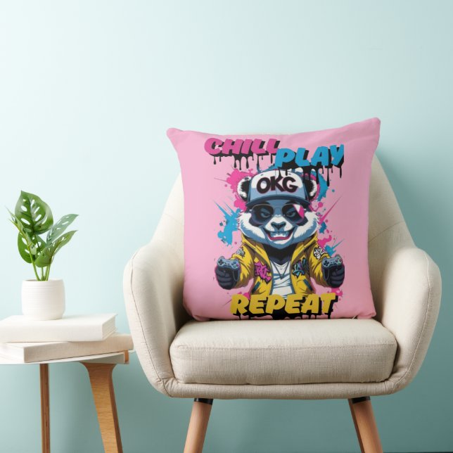 Coussin Graffiti Gamer Panda Pop (Chaise)