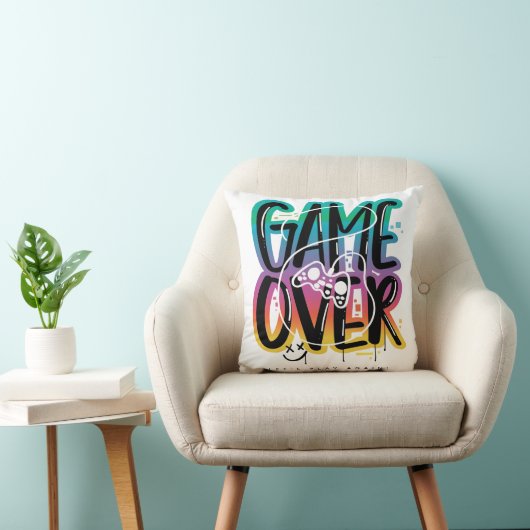 Coussin Graffiti manette de jeu game over joueur (Chaise)