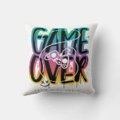 Coussin Graffiti manette de jeu game over joueur (Verso)